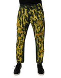 Black Yellow Tie Dye Tattered Skinny Men Denim Jeans Cotton Clothing