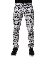 Men's Logo-Print Cotton Denim Jeans White