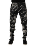 Men's Black Tie Dye Cotton Skinny Zip Denim Jeans Clothing