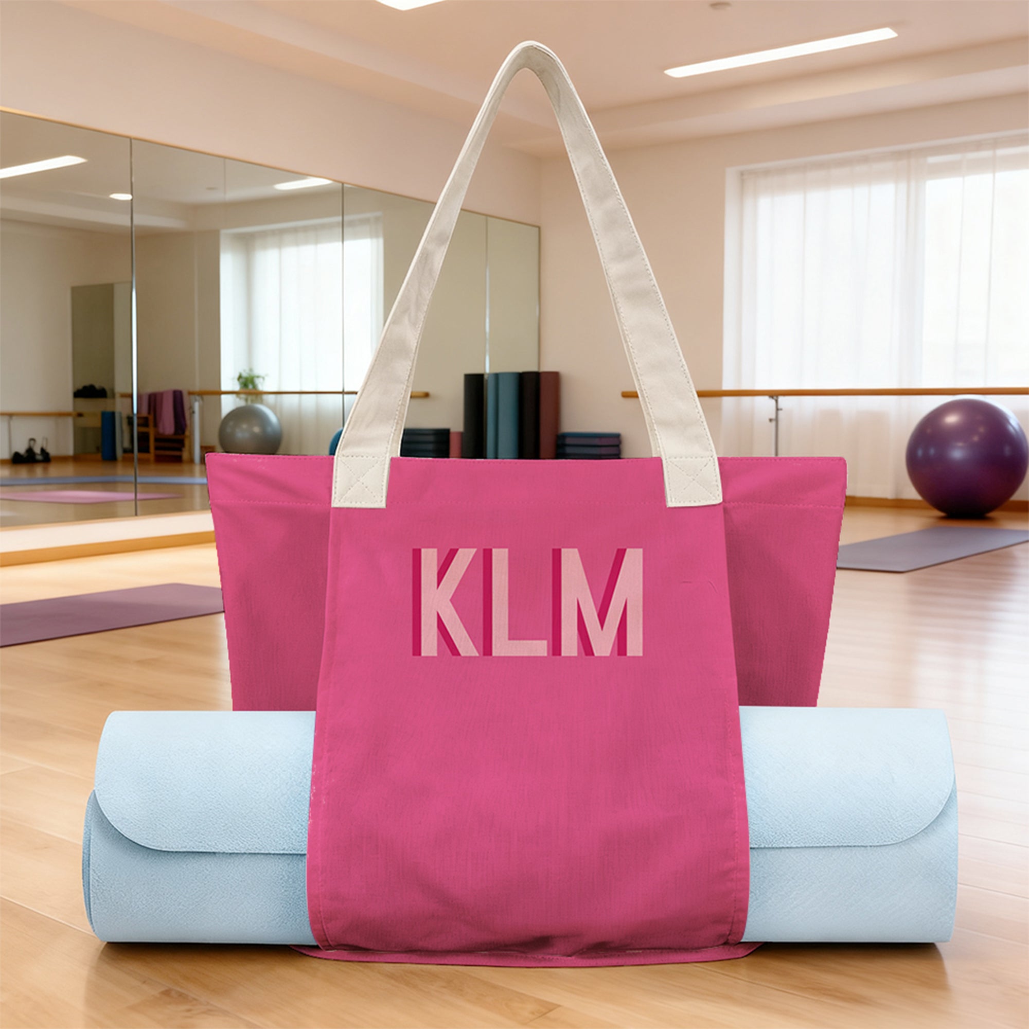 Sombra personalizada Monograma Multicolor Bolsa de gran capacidad para esterilla de yoga con 1-3 letras Accesorio de fitness Regalo de cumpleaños para mujeres amantes del yoga