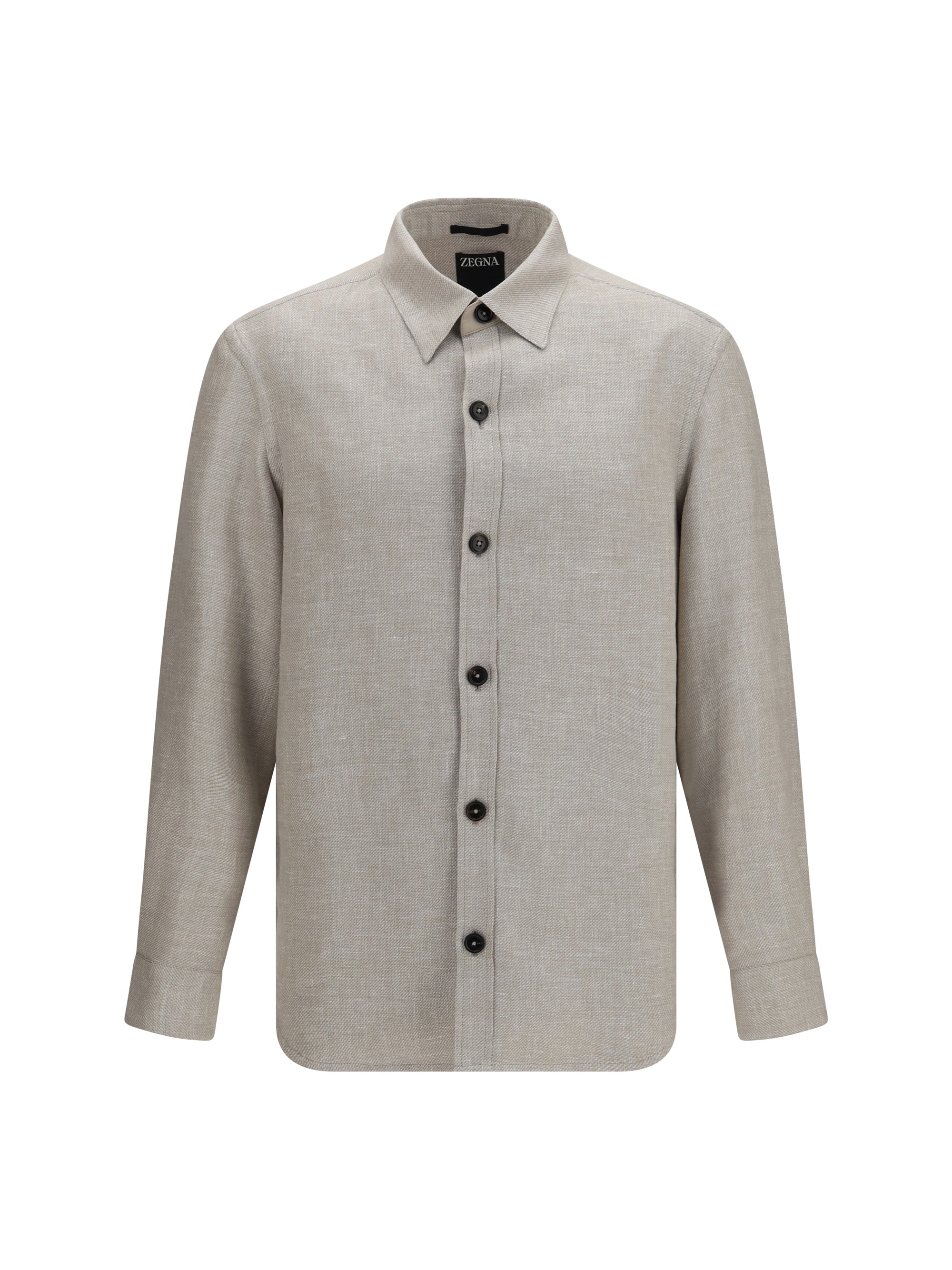 Zegna Cashmere, Linen, and Silk Blend Overshirt — Beige