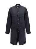 Marant Etoile Short Cotton-Blend Safari Jumpsuit — Black