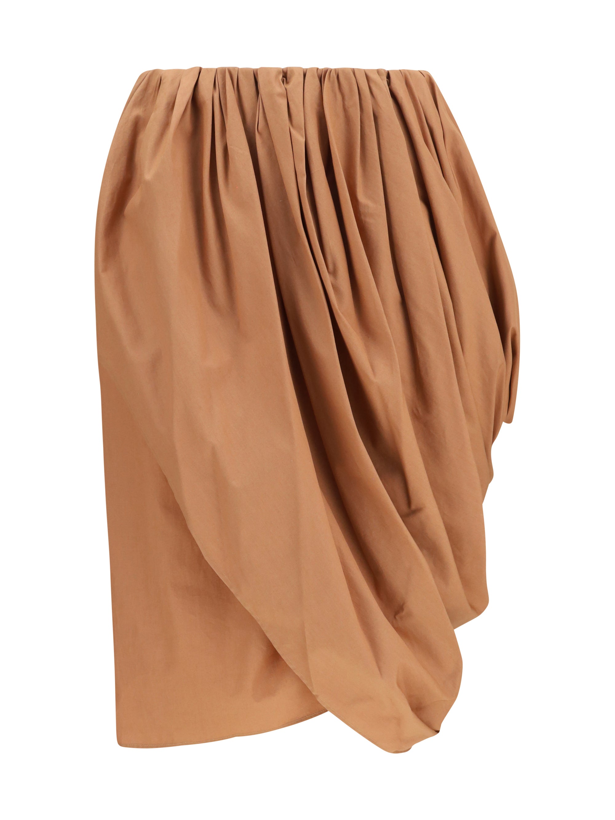 Chloé Draped Cotton Skirt — Beige