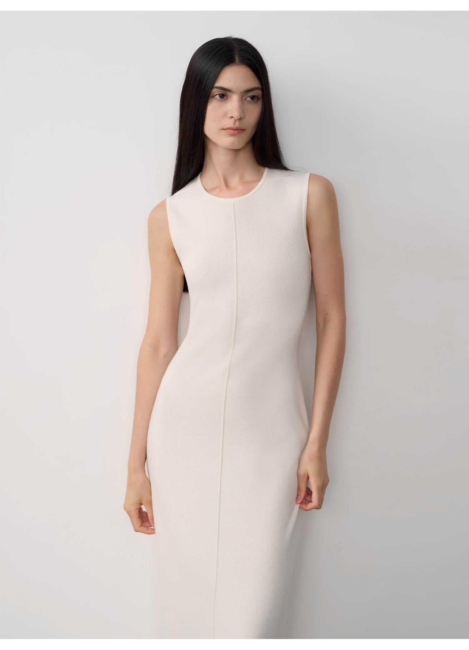 Island Letters Limited Edition Baslan Merino Wool Extra Long Sleeveless Lazy Knit Dress