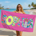 Personalizada Nombre artístico de gran tamaño de secado rápido Toalla de playa Actividades al aire libre Fiesta en la playa Regalo de cumpleaños para las mujeres Besties Amigos