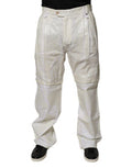 White Linen Mid Waist Straight Men Denim Jeans Clothing
