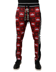 Red Crown Logo Monogram Men Sweatpants Pants Polyester