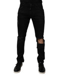 Black Ripped Cotton Skinny Men Denim Jeans Elastane Clothing