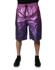 Men's Metallic Pink Purple Two Tone Bermuda Shorts Nylon