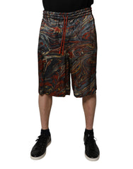 Men's Multicolor Marble Print Trouser Bermuda Shorts Polyester