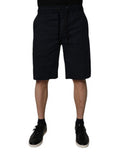 Black Cotton Sweatshorts Men Bermuda Shorts Elastane