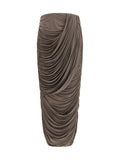 Magda Butrym Draped Cupro Skirt — Brown