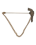 Men's Black Gold Brass Copper Revolver Brooch Lapel Pin Accessory