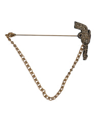 Men's Black Gold Brass Copper Revolver Brooch Lapel Pin Accessory