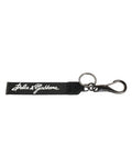 Black White Dg Logo Silver Men Keychain Polyester Keyring And Real Brass Calfskin Accessory