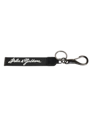 Black White Dg Logo Silver Men Keychain Polyester Keyring And Real Brass Calfskin Accessory