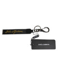 Black Logo Nylon Silver Brass Men Holder Keychain Keyring Leather Accessory