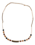 Men's Black Gold Wooden Beaded Logo Pendant Necklace Wood