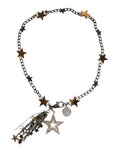 Women's Silver Gold Brass Embellished Waist Chain Belt Glass