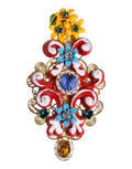 Women's Multicolor Spring Carretto Gold Brass Crystal Hair Clip Accessory