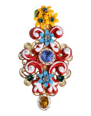 Women's Multicolor Spring Carretto Gold Brass Crystal Hair Clip Accessory