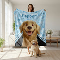 Personalizado lindo perro de dibujos animados de impresión de la pata suave manta con el nombre de decoración del hogar regalo de cumpleaños para los dueños de mascotas amante