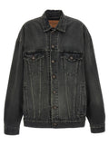 Balenciaga Used-Effect Denim Jacket — Charcoal