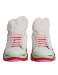 Women's Low-Top Calfskin Leather Sneaker White Polyester