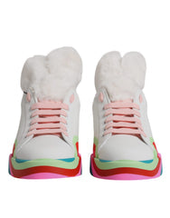 Women's Low-Top Calfskin Leather Sneaker White Polyester