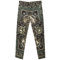 Women's Green Cotton Casual Pants