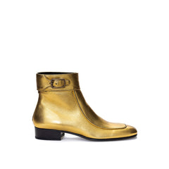 Women's Gold Leather Ankle Boots