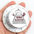 Temporizador de cocina magnético de acero inoxidable con nombre personalizado BBQ Master Kitchenware Regalo de cumpleaños Día del Padre para papá aficionado a la cocina