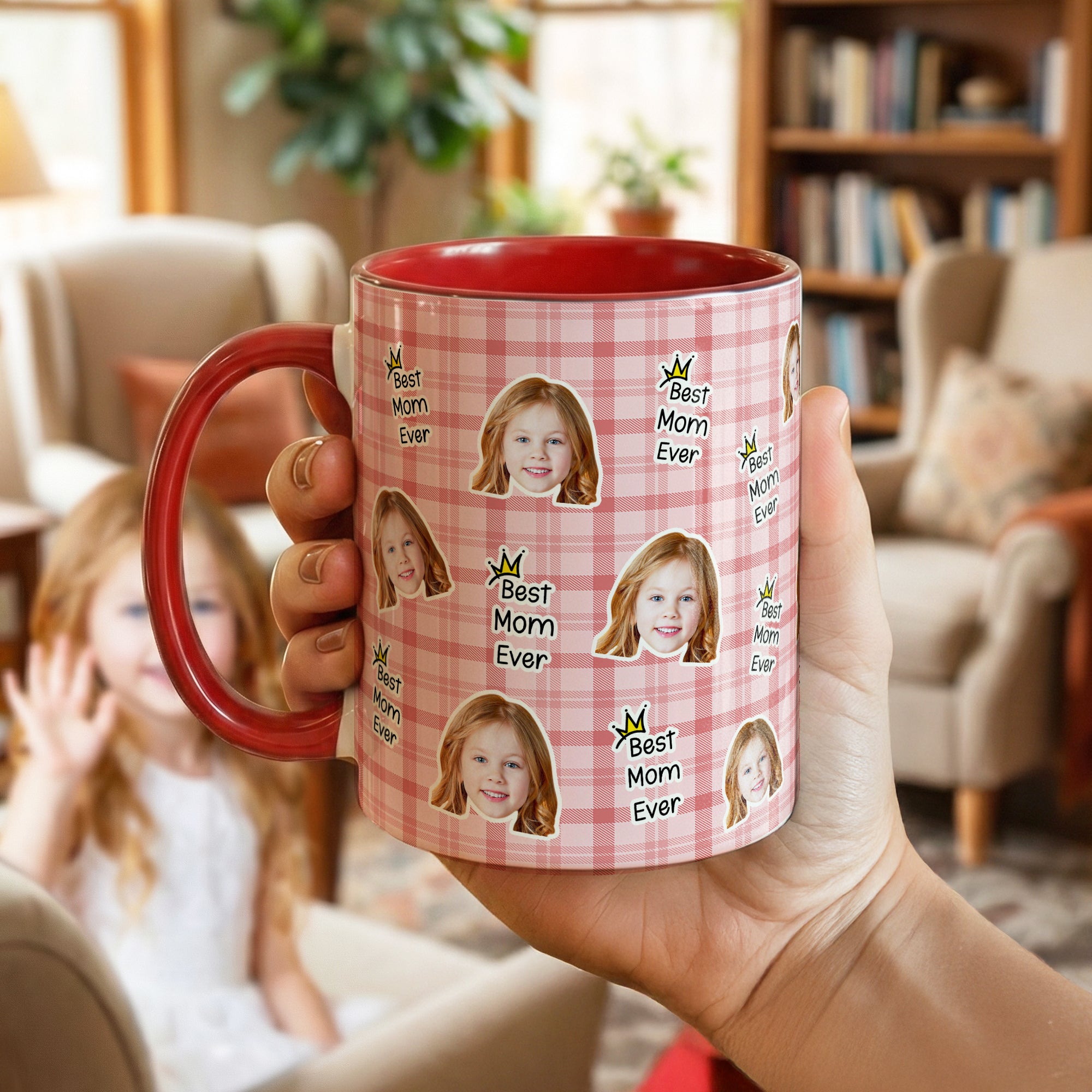 Taza de café de cerámica personalizada Best Ever Crown 1-4 Face Photos con título Día de la Madre Día del Padre Cumpleaños Regalo para mamá Papá Familia
