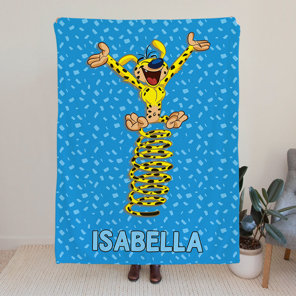 Marsupilami personalizado con nombre y suave manta para el hogar Decoración de cumpleaños Regalo de Navidad para niños | Callie x Marsupilami