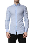Men's Light Blue Cotton Gold Dress Formal Shirt