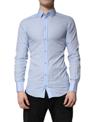Men's Light Blue Cotton Gold Dress Formal Shirt