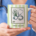 Taza de Cerámica Personalizada Flor de Nacimiento Rayas de Acuarela 11/15 oz con Texto y Título Uso Diario Día de la Enfermera Regalo de Cumpleaños para el Personal Médico de Enfermería