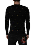 Men's Pineapple-Embroidered Silk Sweater Black