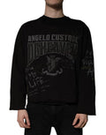 Men's Graphic-Embellished Cotton-Blend Sweatshirt Black Polyester Sweatshirts