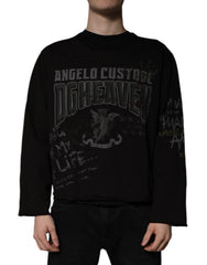 Men's Graphic-Embellished Cotton-Blend Sweatshirt Black Polyester Sweatshirts