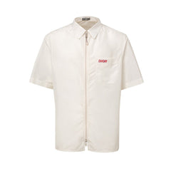 Men's White Polyester Shortsleeve Shirt