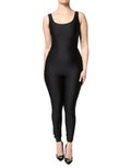 Black Sleeveless Bodycon Women Jumpsuit Dress Polyester Elastane