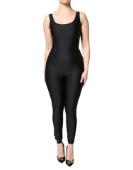 Black Sleeveless Bodycon Women Jumpsuit Dress Polyester Elastane