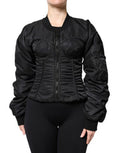 Women's Black Nylon Full Zip Bustier Corset Jacket Clothing