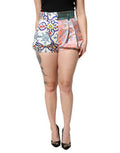 Women's Multicolor Cotton Patchwork Hot Pants Shorts