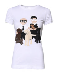 Women's White Cotton #dgfamily Embroidery T-Shirt