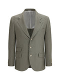 Brunello Cucinelli Single-Breasted Silk and Linen Blazer — Beige