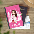 Porta Pasaporte de Piel Personalizado Multicolor con Nombre de Personaje de Caricatura Accesorios de Viaje Regalo de Cumpleaños para Amante de los Viajes