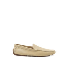 Men's Beige Leather Moccassin Shoe
