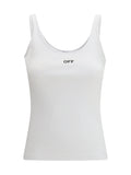 Off-White Embroidered Logo Rib Tank Top — White